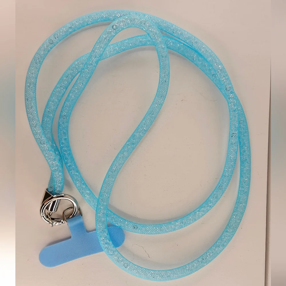 Sparkly Glitz And Glam Crossbody Phone Strap Necklace - Blue